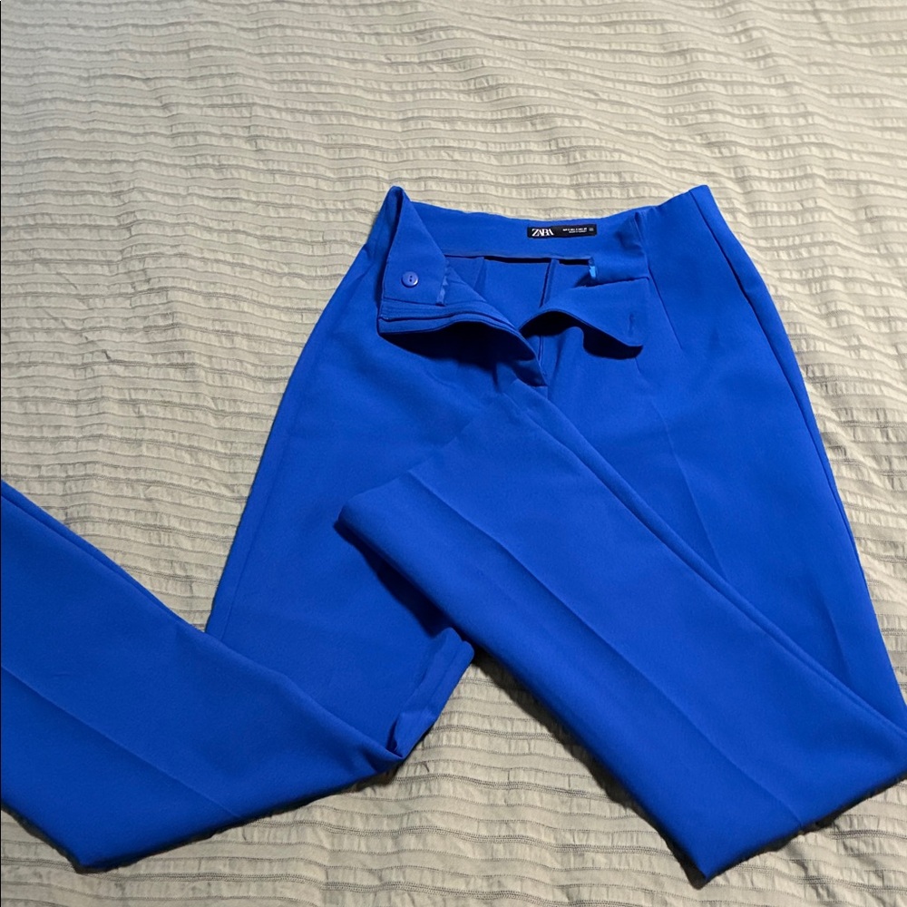 Vibrant Blue Flared High Waisted Slacks